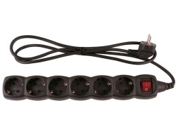 Base 6 Preses Interruptor Negre