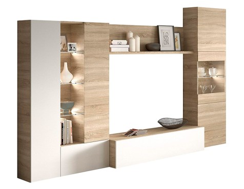 Mueble Salón Essential Roble Canadian Blanco