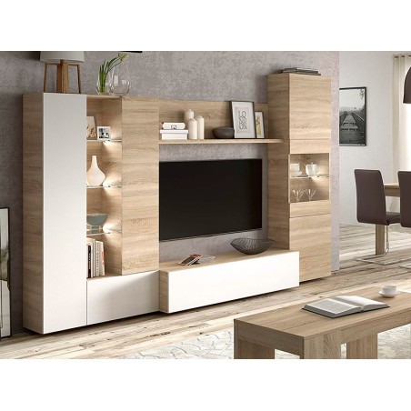 Mueble Salón Essential Roble Canadian Blanco
