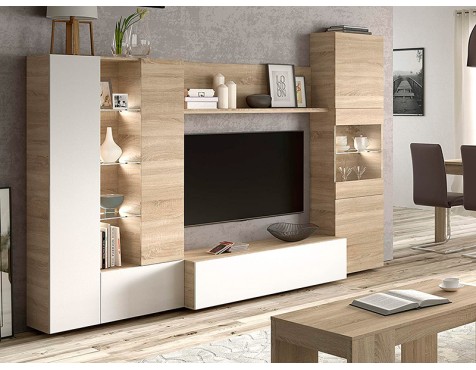 Mueble Salón Essential Roble Canadian Blanco