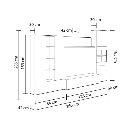Mueble Salón Essential Roble Canadian Blanco