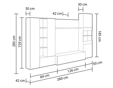 Mueble Salón Essential Roble Canadian Blanco