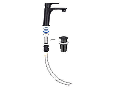 Aixeta Lavabo Monocomandament Noir Round Negre