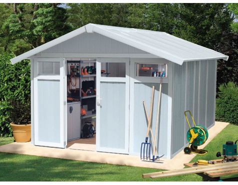 Caseta De Jardín En Resina Utility Gris Azul