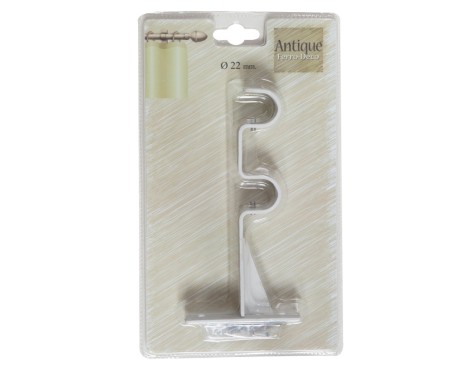 Soporte Doble Cortina Blanco Beige Antique