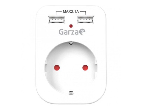 Adaptador Garza 1 Toma + 2 Usb 2,1a