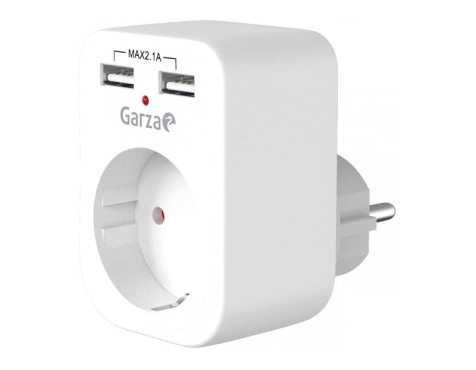Adaptador Garza 1 Toma + 2 Usb 2,1a