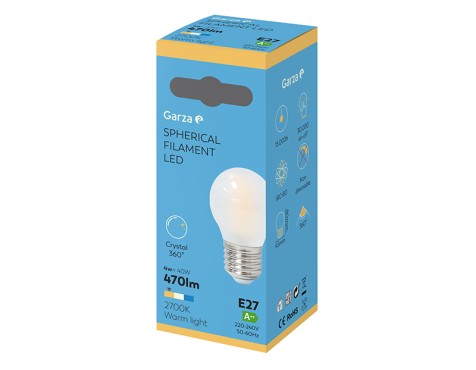 Bombilla Led Opal Filamentos Esférica Luz Cálida