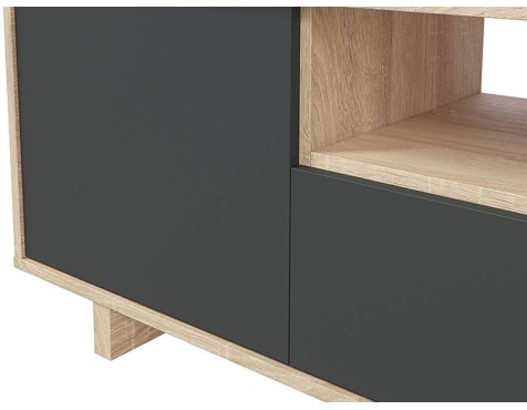 Mueble Tv Zaira Roble Canadian Gris Antracita