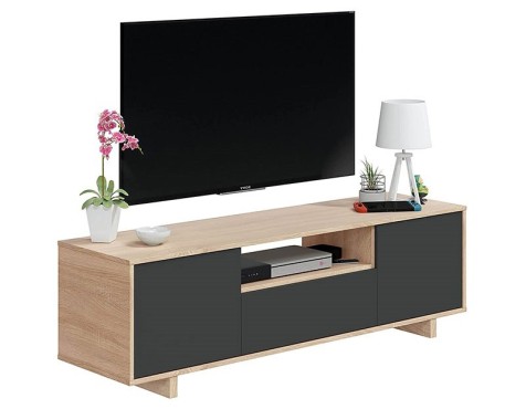 Mueble Tv Zaira Roble Canadian Gris Antracita