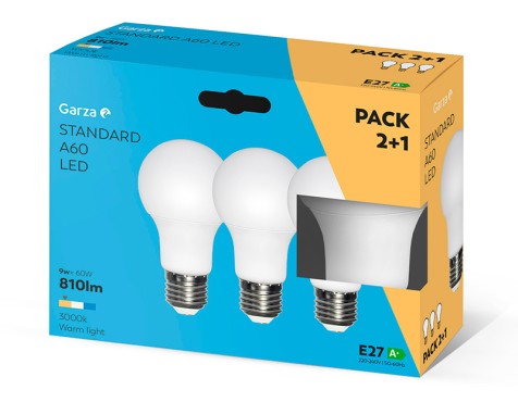 Bombilla Led Estándar 2+1 Garza Luz Cálida