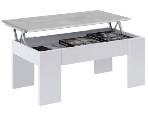 Mesa De Centro Elevable Ambit Cemento Blanco Artik