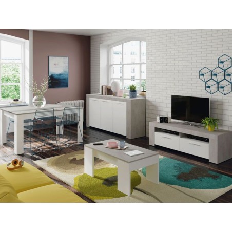 Mesa De Centro Elevable Ambit Cemento Blanco Artik