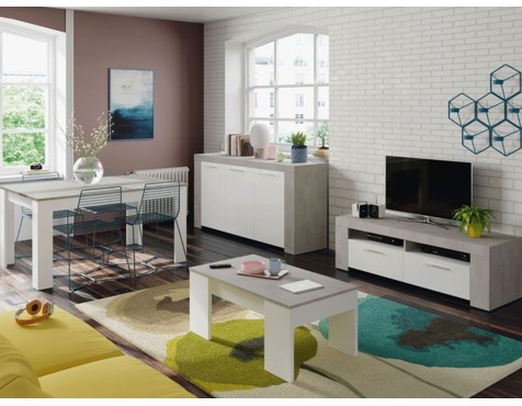 Mesa De Centro Elevable Ambit Cemento Blanco Artik