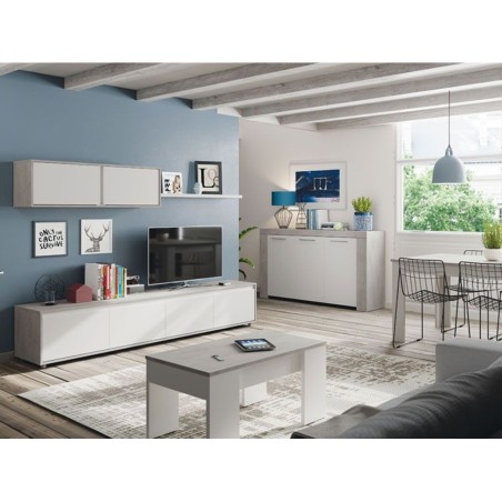 Mesa De Centro Elevable Ambit Cemento Blanco Artik
