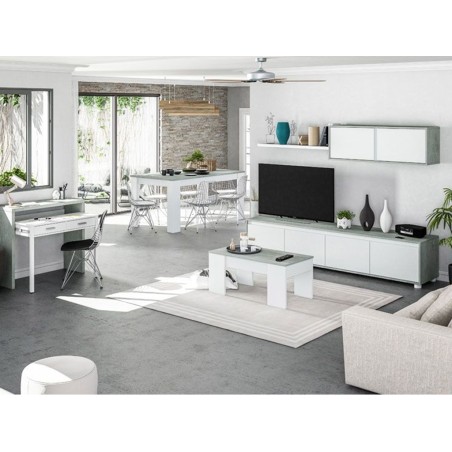 Mesa De Centro Elevable Ambit Cemento Blanco Artik