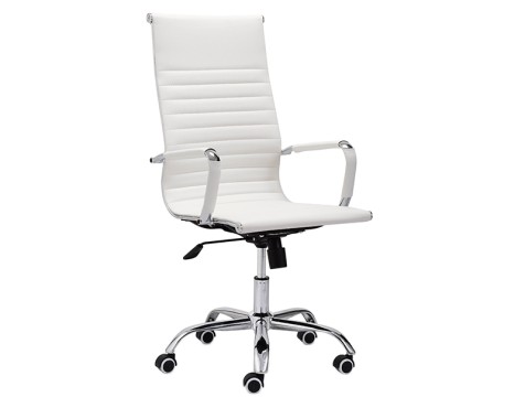 Silla Oficina Giratoria Símil Piel Blanca