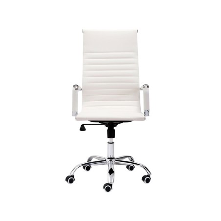Cadira Oficina Elevable Símil Pell Blanc