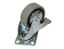 Rueda Goma Gris Con Freno Placa Giratoria