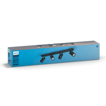 Regleta 4 Focos Philips Kosipo Negro