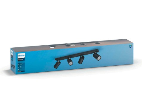 Regleta 4 Focos Philips Kosipo Negro