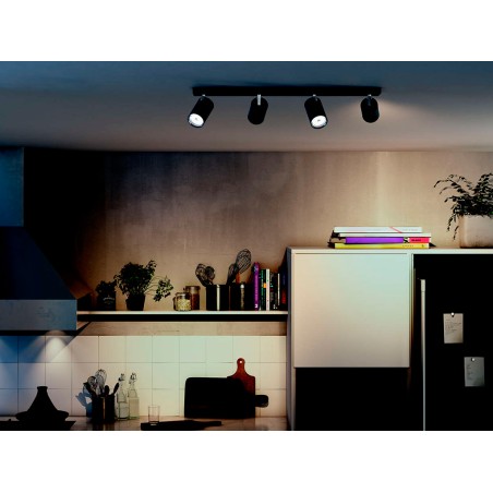 Regleta 4 Focos Philips Kosipo Negro