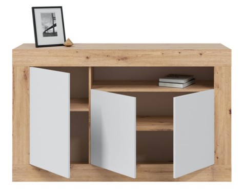 Aparador Baltik 3 Puertas Roble Nodi Blanco Artik