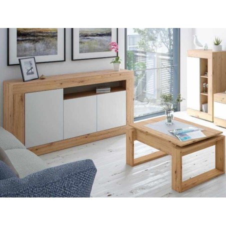 Aparador Baltik 3 Puertas Roble Nodi Blanco Artik