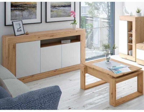Aparador Baltik 3 Puertas Roble Nodi Blanco Artik