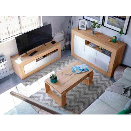 Aparador Baltik 3 Puertas Roble Nodi Blanco Artik