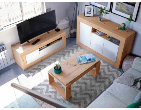 Aparador Baltik 3 Puertas Roble Nodi Blanco Artik
