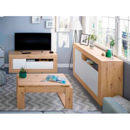 Aparador Baltik 3 Puertas Roble Nodi Blanco Artik