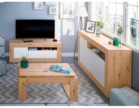 Aparador Baltik 3 Puertas Roble Nodi Blanco Artik