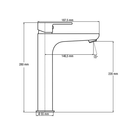 Aixeta Lavabo Monocomandament Dénia Canella Alta