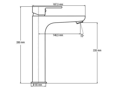 Aixeta Lavabo Monocomandament Dénia Canella Alta