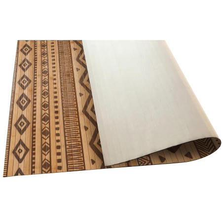  Alfombra Bambú Natural Etnic Naranja Y Negro