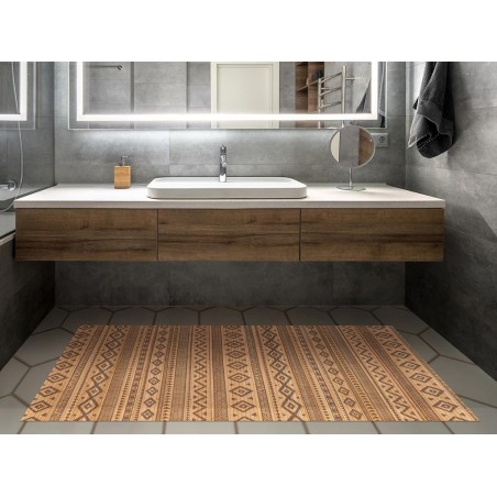  Alfombra Bambú Natural Etnic Naranja Y Negro