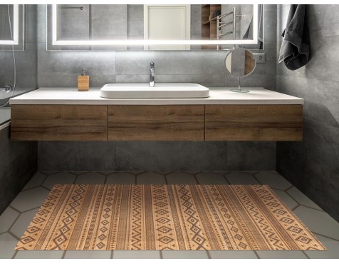  Alfombra Bambú Natural Etnic Naranja Y Negro