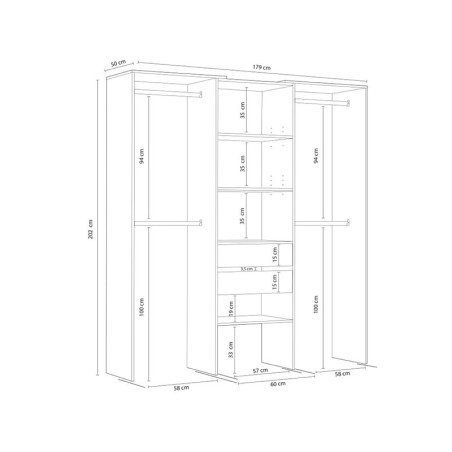 Vestidor Abierto Dress Cemento Blanco Artik
