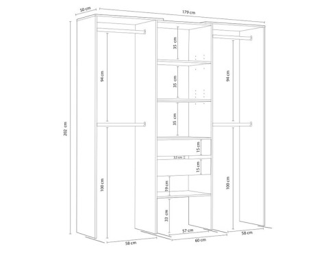 Vestidor Abierto Dress Cemento Blanco Artik