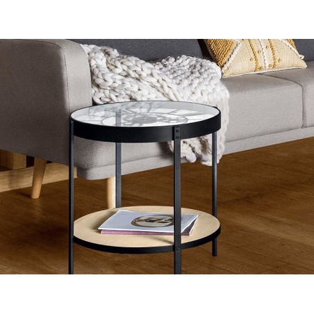 Mesa Auxiliar Salón Con Reloj Integrado