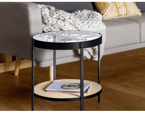 Mesa Auxiliar Salón Con Reloj Integrado