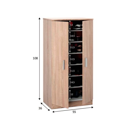 Mueble Zapatero Basic 6 Estantes Roble Canadian