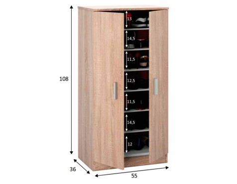 Mueble Zapatero Basic 6 Estantes Roble Canadian
