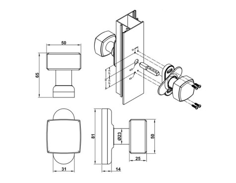 Juego Pomos Puerta Amig 6807 Aluminio