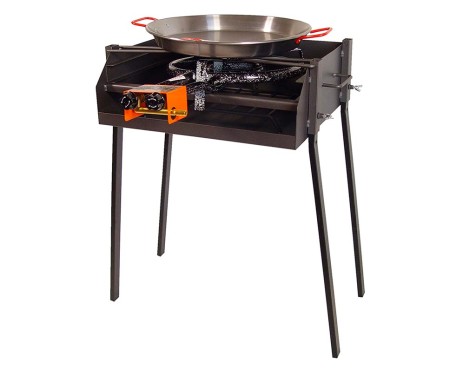 Barbacoa Cuadrada Con Soporte Paellero