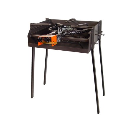 Barbacoa Cuadrada Con Soporte Paellero