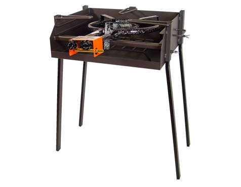 Barbacoa Cuadrada Con Soporte Paellero