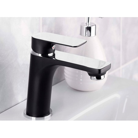 Grifo Lavabo Monomando Noir Negro Cromado