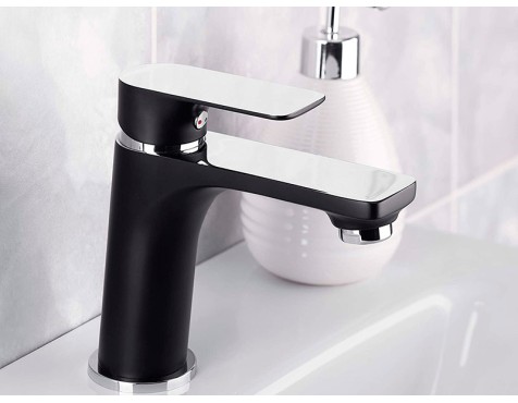 Grifo Lavabo Monomando Noir Negro Cromado